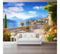 Mural de pared decorativo Vistoso, Diseño Primer plano Jardín Arquitectura Cielo azul, Papel pintado de alta definición, transpirable y resistente, ideal para salón, dormitorio u oficina 200 x 140 cm