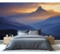 Mural de pared del atardecer en el monte Machhapuchhre: Impresionante pico del Himalaya al anochecer, ideal para decorar dormitorios y salas de estar con motivos de aventura. 400x280cm