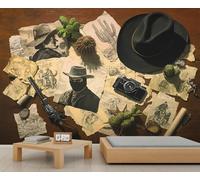 Mural de Pared Estilo Western con Sombrero de Vaquero Estilo Retro con Cactus Ideal para Dormitorio Oficina Sala de Estar Sofá O Fondo de TV Tamaño Grande 150 X 105 cm