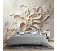 Mural De Pared Floral En Relieve 3D De 300 × 210 Cm Papel Tapiz Grande No Tejido Con Diseño Floral Vintage Tallado Decoración Botánica Para Sala De Estar Dormitorio Y Hogar. 300 × 210 Cm (Ancho