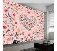 Mural de Pared Fotográfico Plantas Flores Romántico Corazones 450An x 280Al cm, Papel Pintado Decorativo Colonial para Salón Dormitorio Comedor - Papel Pintado Póster XXL Elegante Fácil de Instalar