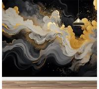 Mural de pared Fumar Papel tapiz autoadhesivo grande Arte Abstracto Dorado Murales fotográficos para sala de estar dormitorio TV oficina restaurante decoración del hogar