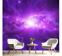 Mural De Pared Galaxia Púrpura Impreso Papel Pintado Fotográfico Púrpura Decoración Póster Nebulosa Fantasía 350×256 Cm Mural Para Sala De Estar Dormitorio Infantil