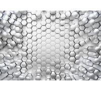 Mural De Pared Gigante 368x254cm Patrón De Yeso De Miel Plateada Arte Deco
