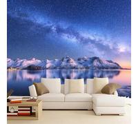 Mural de pared grande Naturaleza Del Lago De Montaña Calcomanía de pared autoadhesiva Paisaje Nocturno mural para habitación infantil dormitorio decoración del hogar póster mural papel tapiz