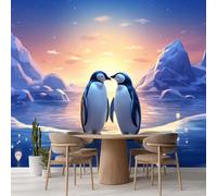 Mural de pared grande Pingüino Animal Calcomanía de pared autoadhesiva Puesta De Sol En Islandia mural regalo para habitación infantil dormitorio decoración del hogar póster mural papel tapiz