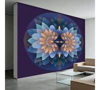 Mural de pared Mandala Floral 400 x 280 cm Papel pintado fotográfico 3D no tejido bohemio póster mural para sala de estar, dormitorio, TV sofá fondo familia arte decoración