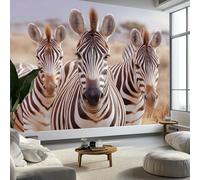 Mural de pared minimalista de animales salvajes, manada de cebras de 400 x 280 cm, papel pintado fotográfico grande no tejido de alta calidad, no autoadhesivo, decoración para el hogar, dormitorio