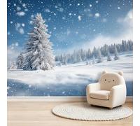 Mural de pared minimalista no tejido para dormitorio, mesita de noche y pasillo, efecto 3D sin pegar, póster de papel tapiz fotográfico grande, árboles, copos de nieve y bosques