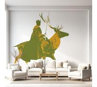 Mural de pared minimalista vintage no tejido con silueta de animal, 200 x 140 cm (ancho x alto) papel pintado con fondo de rey alce para sala de estar, sala de juegos, habitación de adolescentes