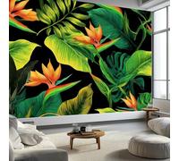 Mural de Pared Moderno 3D Estilo De Fantasía Papel Tapiz Fotográfico Impreso, Hojas Tropicales Flores Decoración de Póster No Tejido para Sala de Estar y Dormitorio Infantil 450 x 280 cm