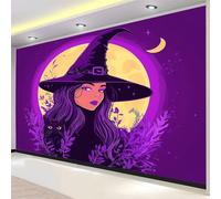 Mural de Pared Moderno 3D Estilo Fantasía Papel Tapiz Fotográfico Impreso, Luna Con Gata Decoración de Póster No Tejido para Sala de Estar y Dormitorio Infantil 350 x 256 cm