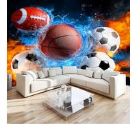 Mural de Pared Moderno 3D Estilo Graffiti Papel Tapiz Fotográfico Impreso, Deportes Fútbol Americano Baloncesto Rugby Decoración de Póster para Sala de Estar y Dormitorio Infantil 500 x 280 cm