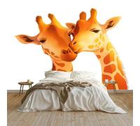 Mural de Pared Moderno 3D Estilo Sencillo Papel Tapiz Fotográfico Impreso, Animales Jirafas Románticas Decoración de Póster No Tejido para Sala de Estar y Dormitorio Infantil 400 x 280 cm
