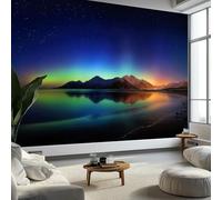 Mural de Pared Moderno 3D Paisaje De Fantasía Papel Tapiz Fotográfico Impreso, Aurora Cielo Estrellado Decoración de Póster No Tejido para Sala de Estar y Dormitorio Infantil 450 x 280 cm