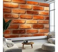 Mural de Pared Moderno 3D Shabby Chic Papel Tapiz Fotográfico Impreso, Pared De Ladrillo Rojo Degradado Decoración de Póster No Tejido para Sala de Estar y Dormitorio Infantil 200 x 140 cm