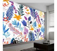 Mural de pared moderno y colorido con hojas y flores, 400 x 280 cm (ancho x alto), papel pintado de estilo paisley para pared decorativa en dormitorio, sala de estar o pasillo, papel pintado