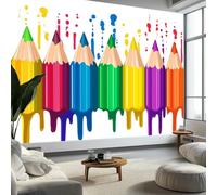 Mural de pared moderno y colorido, con textura de lápiz de arco iris, mural para pared decorativa en dormitorio, sala de estar o pasillo, póster panorámico, 200 x 140 cm (ancho x alto)