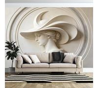 Mural De Pared Mural para Pared De 350 × 245 cm con Fotomural De Estatua De Dama Efecto 3D Papel Tapiz No Tejido Elegante De Estilo Antiguo Decoración De Pared para Sala De Estar Dormitorio Y Fon