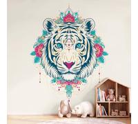 Mural de pared no tejido con diseño de tigres de animales exóticos, 260 x 170 cm (ancho x alto) con motivos de mandala, papel pintado de fondo para sala de estar, sala de juegos, habitación de