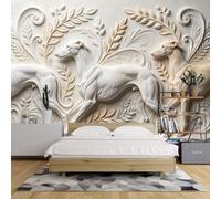 Mural De Pared No Tejido para Sala De Estar 300X210Cm Papel Pintado con Relieve De Yeso 3D De Perro Galgo para Dormitorio Papel Pintado Fácil De Colocar para Cabecero Villa Hotel Fondo Decoració