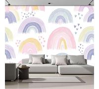 Mural de Pared Panorámico de Personalizado con Arcoíris Semicircular, Papel Pintado de Fotografía de Dibujado A Mano, 200Anx140Al cm, Moderno Mural de Pared para Sala de Estar