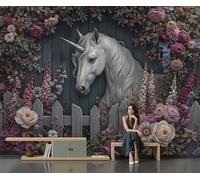 Mural de Pared Panorámico de Personalizado con Caballo De Valla, Papel Pintado de Fotografía de Bosque Mágico, 400Anx280Al cm, Moderno Mural de Pared para Sala de Estar