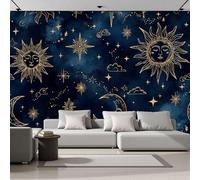 Mural de Pared Panorámico de Personalizado con Cuerpos Celestes Sol La Luna, Papel Pintado de Fotografía de Romance Misterioso, 450Anx315Al cm, Moderno Mural de Pared para Sala de Estar