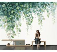 Mural de Pared Panorámico de Personalizado con Hojas De Enredaderas, Papel Pintado de Fotografía de Plantas De Acuarela, 450Anx315Al cm, Moderno Mural de Pared para Sala de Estar