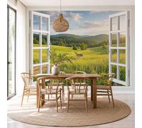 Mural De Pared Panorámico Laderas Cubiertas De Hierba Flores Silvestres Senderos - 250x175cm Xxl Papel Pintado Seda Decor De Pared Decorativos Murales Fotográfico Vista De Ventana Pastoral Sanadora