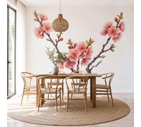 Mural de Pared Panorámico Magnolia Elegante, 350x250cm Papel Pintado de Fotografía Delicado Floral Francés Papel Tapiz Fotomural 3D Decoración para Salón Dormitorio Oficina y Tv Pared, Rosa Nude
