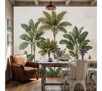 Mural De Pared Panorámico Palmeras Hojas De Plátano - 250x175cm Xxl Papel Pintado Seda Decoración De Pared Decorativos Murales Fotográfico Plantas Tropicales Antiguas, Verde