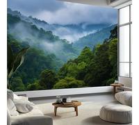 Mural de pared panorámico personalizado con bosque tropical tropical del valle, 250 x 175 cm (ancho x alto), papel pintado de fotografía de naturaleza, moderno mural de pared a gran escala, póster