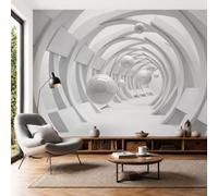 Mural De Pared Panorámico Tejido No Tejido Espacio De Túnel Moderno, Papel Pintado Fotomural De Blanco Geometría Esférica Simple, 200X140Cm (Anxal), Moderno Mural De Pared Para Sala De Estar