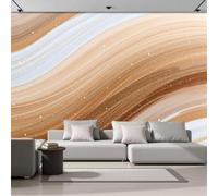 Mural De Pared Panorámico Tejido No Tejido Líneas Brillantes Cielo Estrellado, Papel Pintado Fotomural De Marrón Geometría Ondas Gradiente, 350X256Cm (Anxal), Moderno Mural De Pared Para Sala De Estar