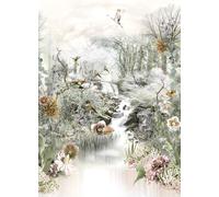 Mural de pared para dormitorio Komar 4 paneles 254x184cm Blanco Jardín Japonés