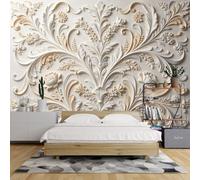 Mural De Pared Para Paredes Decorativas 180X128 Pulgadas Papel Tapiz Botánico 3D Para Dormitorio Papel Tapiz Floral De Hojas En Relieve Para Dormitorio Y Sala De Estar Decoración Vintage Elegante