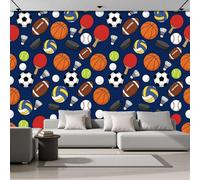 Mural de pared Patrones Cartoon Mosaico Equipamiento Deportivo, Papel Pintado Fotográfico Seda, 400 x 280cm (ancho x alto) para Decoración del Hogar, Salón, Dormitorio, Habitación Infantil