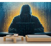 Mural de personajes con capucha, papel pintado de red virtual, diseño de sentido de la tecnología, papel pintado gigante en 3D, escala comercial, cafetería, salón, galería (no autoadhesivo)
