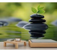 Mural de piedra zen, papel pintado de paisaje natural, papel tapiz temático de spa para sala de estar, murales de pared zen, 150 x 105 cm (no se despega)