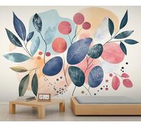 Mural de plantas abstractas, papel tapiz de hojas simples, mural gigante para el hogar, sala de estar, comedor, decoración de pared (no autoadhesivo)