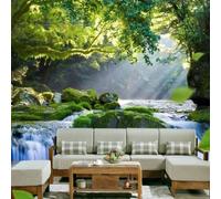 Mural de PVC autoadhesivo 3D papel tapiz con diseño de bosque cascada sol fondo natural decoración del hogar pintura de pared arte de pared pegatina