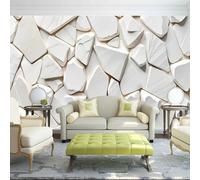 Mural de PVC autoadhesivo 3D papel tapiz de piedra blanca fondo geométrico decoración del hogar pintura de pared arte de pared pegatina