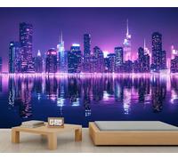 Mural de reflexiones de la ciudad, murales de pared con vista nocturna de la ciudad, papel pintado de Nueva York para sala de estar, dormitorio, oficina, hotel, bar, decoración de techo, 400 x 280 cm