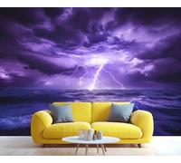 Mural de tormenta, papel pintado con relámpagos, papel pintado de tormenta marina, gran tamaño, póster de pared estilo póster decorativo para sala de juegos, cafetería, decoración de fondo (no