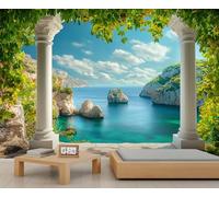 Mural de Toscana Italia, papel pintado de columnas romanas italianas, papel pintado europeo para sala de estar, murales de pared de paisaje italiano, 200 x 140 cm (no se despega)