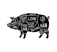 Mural de vinilo para pared de restaurante, partes del cuerpo de animales, anatomía, recortes de cerdo, calcomanía de pared extraíble, papel tapiz de cocina, arte pequeño - 34x57 cm