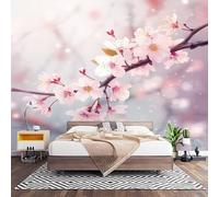Mural Decorativo para Pared de TNT XL 250x175 cm, Arte Romance Cerezos En Flor Flores Papel Pintado Decoración Interior, Rosa Revestimiento de Pared Fotomural para Oficina y Comedor 200x140 cm