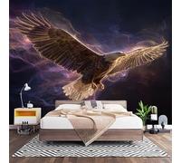 Mural Decorativo para Pared de TNT XXL 400x280 cm, áGuila Animal De FantasíA Papel Pintado Decoración Interior, Oscuro Revestimiento de Pared Fotomural para Oficina, Pasillo y Comedor 200x140 cm