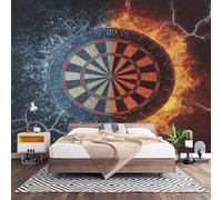 Mural Decorativo para Pared de TNT XXL 400x280 cm, GeometríA Del Tablero De Dardos En Llamas Papel Pintado Decoración Interior, Color Naranja Revestimiento de Pared Fotomural para Oficina 200x140 cm
